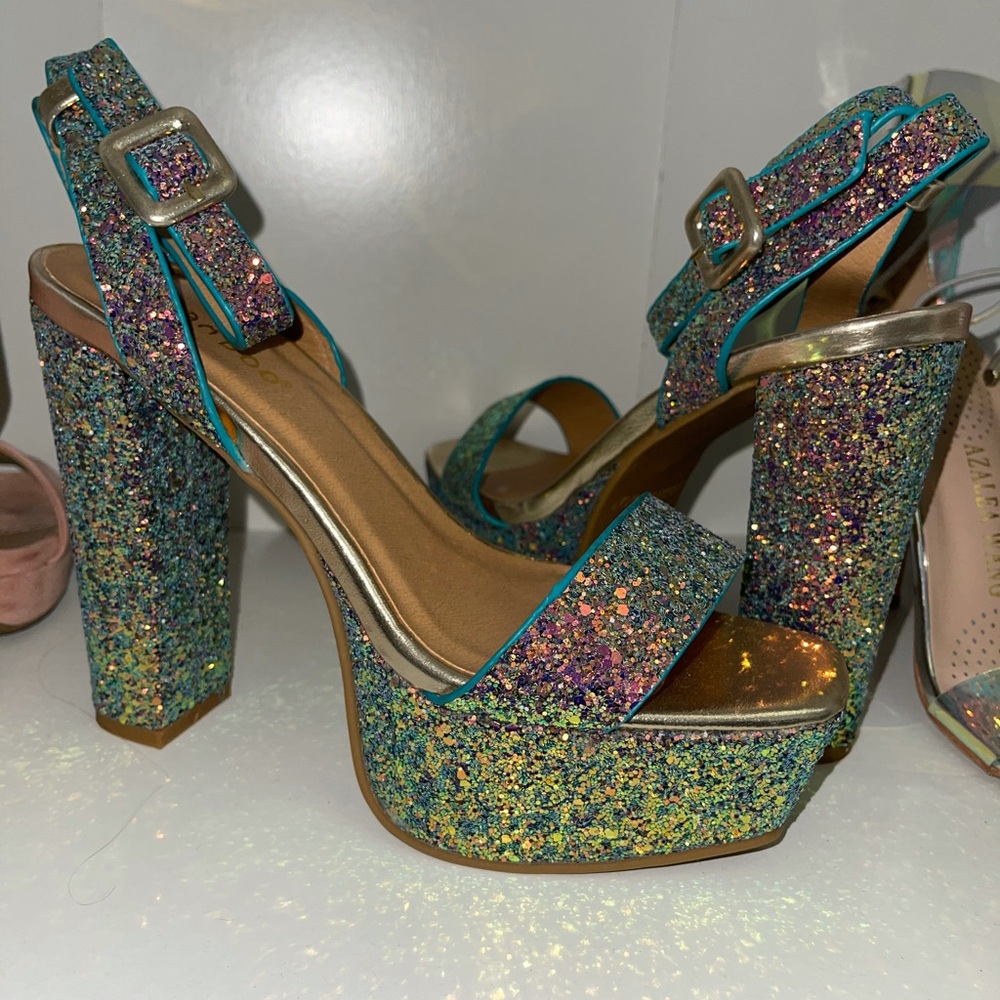 New Blue Glitter heels
